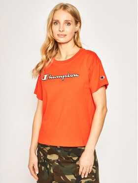 Champion Tričko Vintage Script Logo Crew 112650 Oranžová Custom Fit