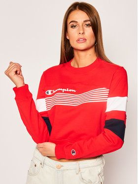 Champion Mikina Graphic Stripe And Colour Block Cropped 112761 Červená Regular Fit