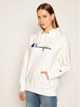 Champion Mikina Script Logo 113794 Biela Regular Fit