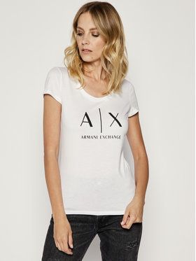 Armani Exchange Tričko 8NYT70 YJ16Z 1000 Biela Slim Fit