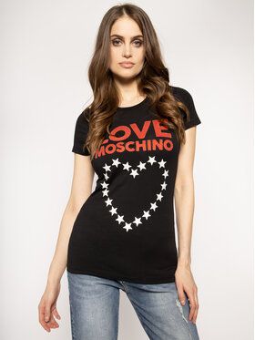 LOVE MOSCHINO Tričko W4F7356E 1698 Čierna Regular Fit