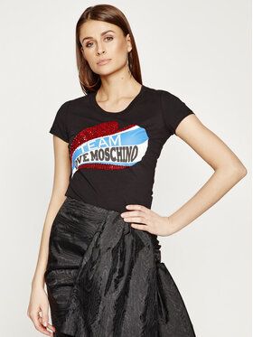 LOVE MOSCHINO Tričko W4B195DE 1698 Čierna Regular Fit