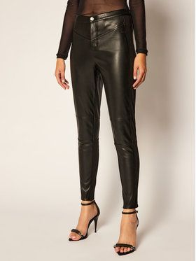 Calvin Klein Jeans Kožené nohavice J20J214183 Čierna Slim Fit