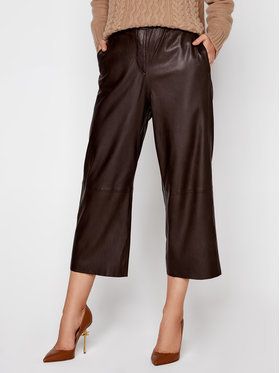 Marc O'Polo Kožené nohavice 008 7014 78017 Hnedá Oversize