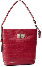 Tommy Hilfiger Kabelka Canvas Mix Bucket Croco AW0AW07951 Červená