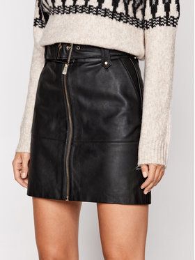 Pinko Kožená sukňa Torta 2021 BLK01 1G151R Y672 Čierna Slim Fit