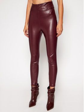 Guess Kožené nohavice Priscilla W0BB71 WBG60 Bordová Extra Slim Fit
