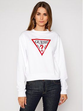 Guess Mikina Vinyl Triangle Fleece W0BQ05 K8800 Biela Relaxed Fit