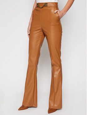 Elisabetta Franchi Kožené nohavice PA-355-06E2-V329 Hnedá Slim Fit