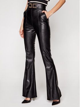 Elisabetta Franchi Kožené nohavice PA-374-11E2-V330 Čierna Slim Fit