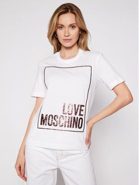 LOVE MOSCHINO Tričko W4H0605M 3876 Biela Regular Fit