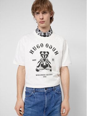 Hugo Tričko Duto 50446368 Biela Regular Fit