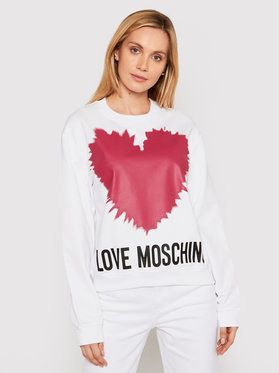 LOVE MOSCHINO Mikina W630643M 4282 Biela Regular Fit