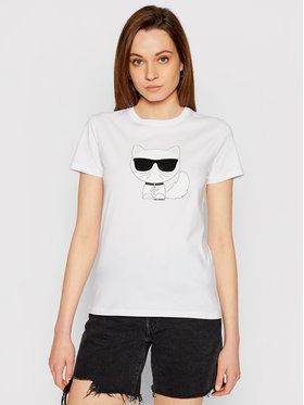 KARL LAGERFELD Tričko Ikonik Choupette 210W1723 Biela Regular Fit