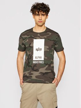 Alpha Industries Tričko Logo 126547C Zelená Regular Fit