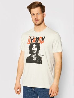 Wrangler Tričko BOB MARLEY Stand Up W782EEM00 Sivá Regular Fit