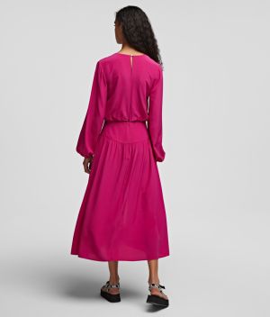 Šaty Karl Lagerfeld V Neck Silk Midi Dress galéria