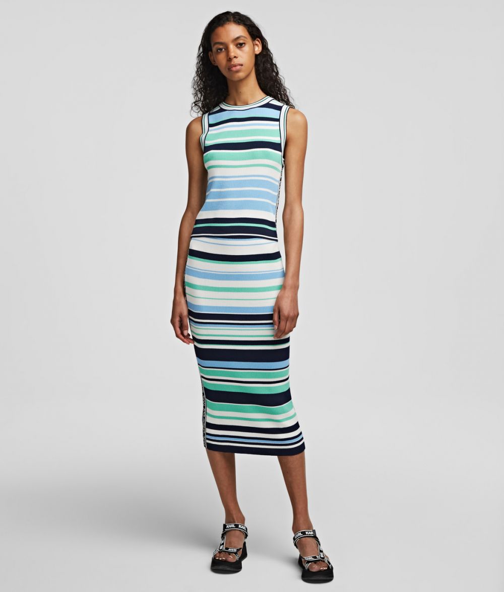Sukňa Karl Lagerfeld Stripe Pencil Knit Skirt