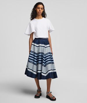 Sukňa Karl Lagerfeld Printed Umbrella Stripe Skirt