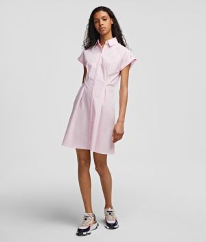 Šaty Karl Lagerfeld Pinstripe Poplin Shirt Dress