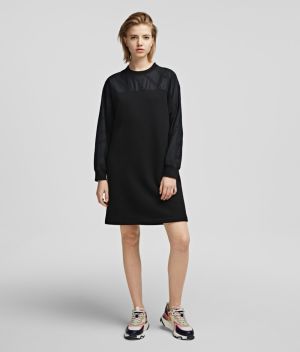 Šaty Karl Lagerfeld Logo Poplin Sleeve Sweatdress