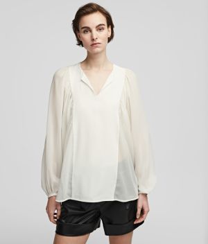 Košeľa Karl Lagerfeld Silk Blouse W/ Gathering