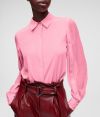 Blúzka Karl Lagerfeld Silk Blouse W/Buttoned Sleeves galéria