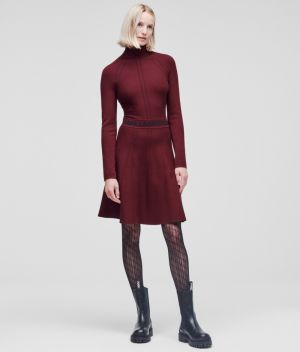 Šaty Karl Lagerfeld Contrast Stitch Knit Dress