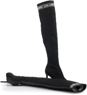 Kozačky Karl Lagerfeld Pandora Monogram Ribbed Knee Boot