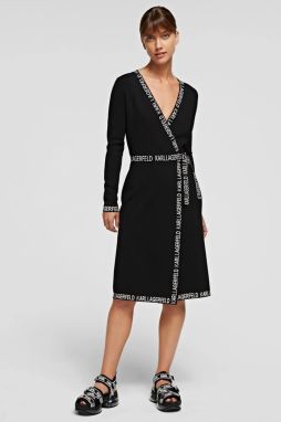 Šaty Karl Lagerfeld Knitted Wrap Dress