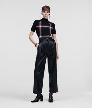 Sveter Karl Lagerfeld Check Knit Top W/ Mock Neck