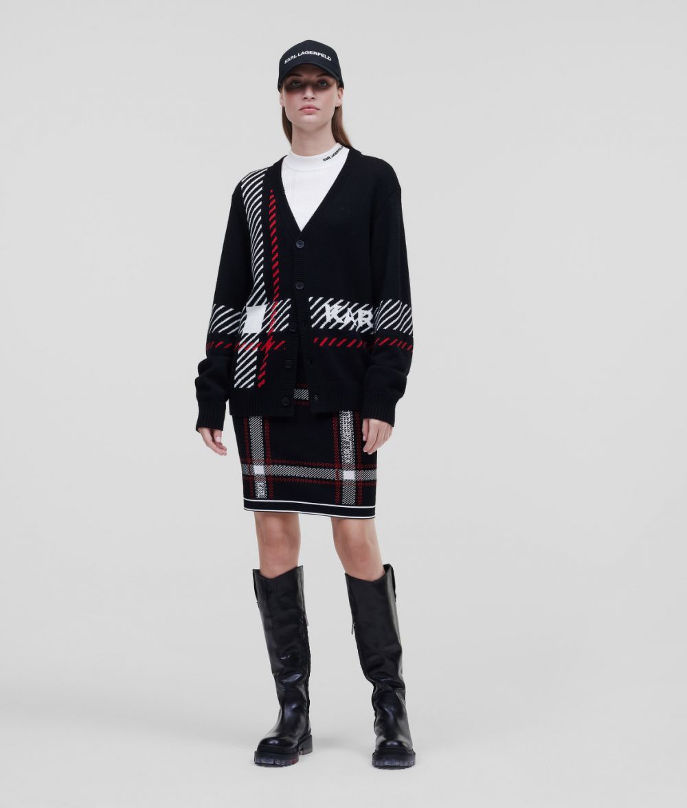 Sveter Karl Lagerfeld Unisex Check Cardigan