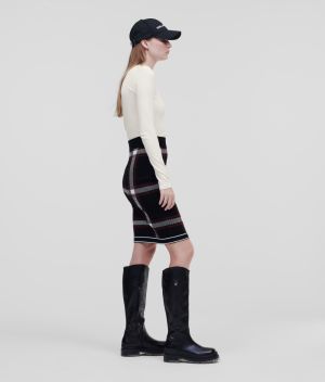 Sukňa Karl Lagerfeld Knitted Check Pencil Skirt galéria
