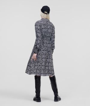 Šaty Karl Lagerfeld Printed Silk Shirt Dress galéria