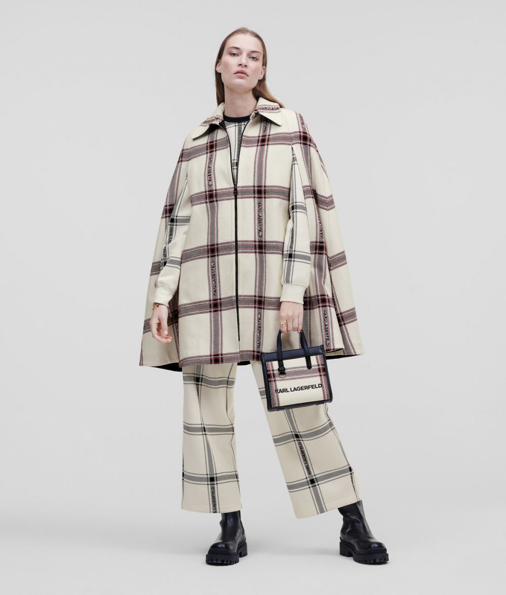 Kabát Karl Lagerfeld Kl Logo Check Cape