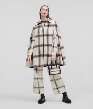 Kabát Karl Lagerfeld Kl Logo Check Cape