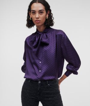 Blúzka Karl Lagerfeld Kl Monogram Silk Blouse W/Bow