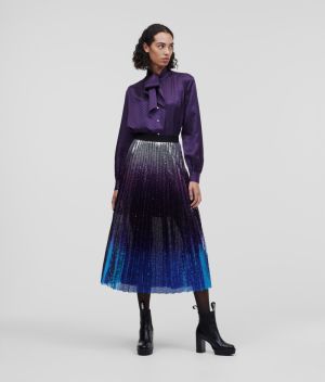 Sukňa Karl Lagerfeld Sequin Pleated Skirt