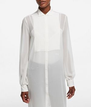 Košeľa Karl Lagerfeld Long Silk Shirt W/ Plastron galéria