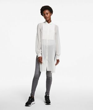 Košeľa Karl Lagerfeld Long Silk Shirt W/ Plastron galéria