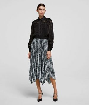 Sukňa Karl Lagerfeld Snake Printed Pleated Skirt