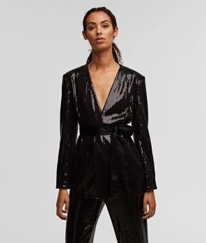 Sako Karl Lagerfeld Sequins Jacket W/ Belt