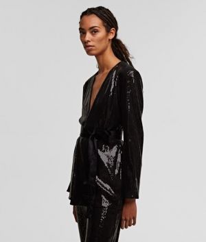 Sako Karl Lagerfeld Sequins Jacket W/ Belt galéria