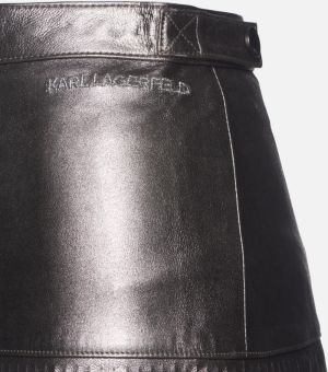 Sukňa Karl Lagerfeld Faux Leather Fringe Skirt galéria