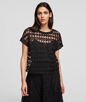 Blúzka Karl Lagerfeld Karl Embroidered Mesh Top