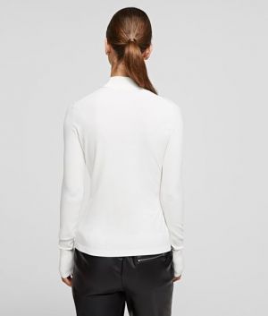 Sveter Karl Lagerfeld Logo Mock Neck Sweater galéria