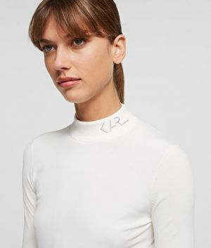 Sveter Karl Lagerfeld Logo Mock Neck Sweater galéria