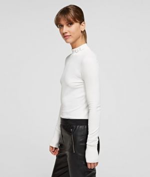 Sveter Karl Lagerfeld Logo Mock Neck Sweater galéria