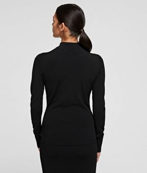 Sveter Karl Lagerfeld Logo Mock Neck Sweater galéria