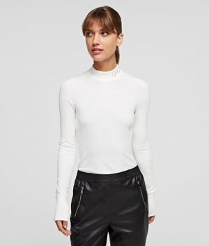 Sveter Karl Lagerfeld Logo Mock Neck Sweater